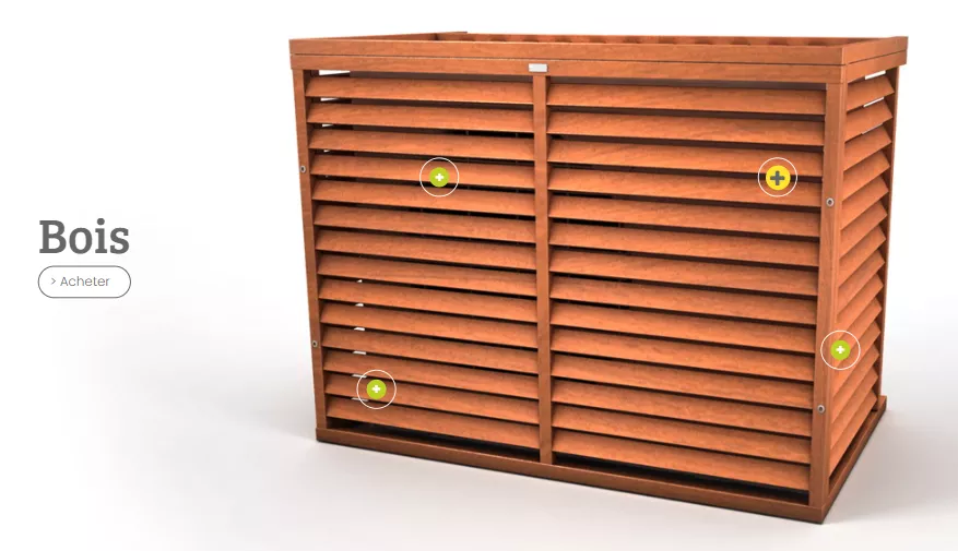 cache clim en matériaux bois pour rendre discret clim et pompe à chaleur ou autre objet