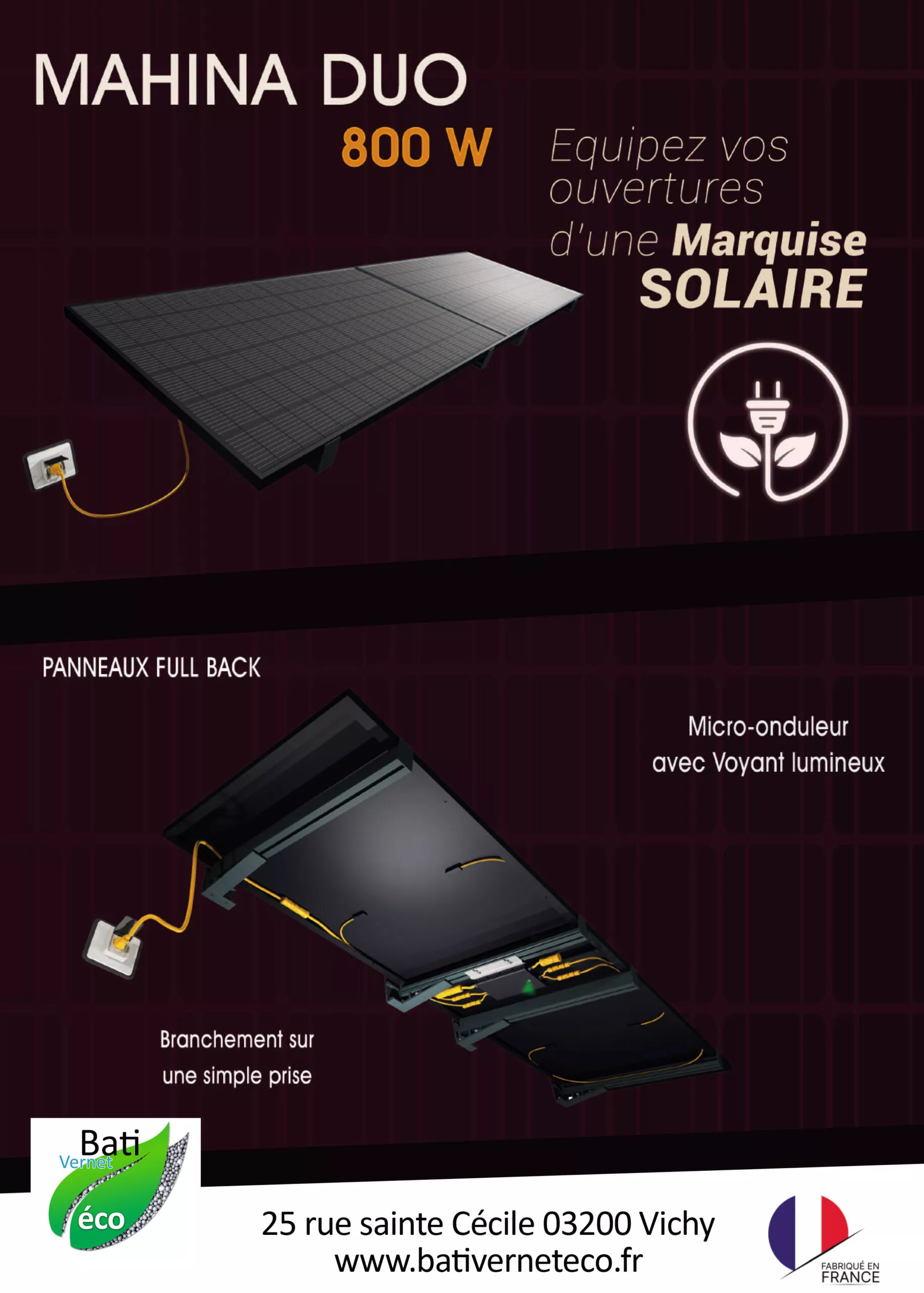 Auvent solaire photovoltaïque MAHINA DUO 800W auvent solaire photovoltaïque MAHINA DUO 800W